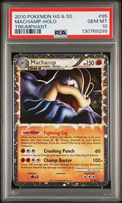 2010 Pokemon Heartgold & Soulsilver Triumphant Machamp #95 Prime PSA 10 - Image 1