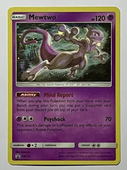 Mewtwo SM214 (LP) •SWIRL• Holo Rare Sun & Moon: Black Star Promo 2019 Pokemon - Image 1