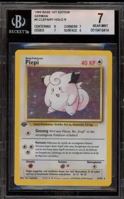 Pokemon Clefairy (Piepi) Base Set 1st Edition GERMAN Holo Rare #5 BGS 7 - Image 1