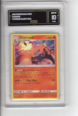 2018 POKEMON SUN & MOON CHARIZARD #3 DRAGON MAJESTY HOLO 3/70 GMA 10 - Image 1