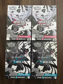 Lot of 4 - Pokemon S&V Black Bolt and White Flare Booster Bundle - Sealed - Image 1