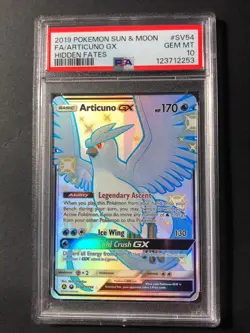 PSA 10, Articuno GX SV54/SV94 - Pokemon Hidden Fates Sun & Moon Shiny Rare Card - Image 1