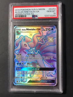 PSA 10, Alolan Ninetales GX SV53/SV94 Pokemon Hidden Fates Sun & Moon Shiny Card - Image 1