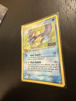 2005 Pokemon TCG Card EX Unseen Forces Vaporeon Reverse Holo Stamped #19/115 - Image 4