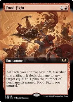 Extended Art FOIL FOOD FIGHT mtg NM-M Wilds of Eldraine Rare - Image 1