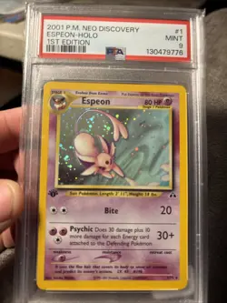 2001 POKEMON NEO DISCOVERY 1ST ED #1 ESPEON-HOLO PSA 9 - Image 1