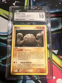 CGC 10 Ditto (Geodude) 62/113 EX Delta Species Pokemon TCG - Image 1