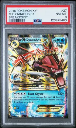 PSA 8 NM-MT 2016 POKEMON XY BREAKPOINT #27 Shiny Mega GYARADOS EX - Image 1