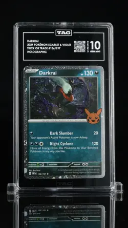 2024 POKEMON TRICK OR TRADE #136 DARKRAI COSMOS FOIL TAG 10 - Image 1