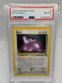 1999 Pokemon Fossil Ditto Holo PSA 8 - Image 1