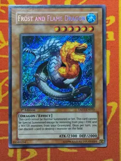 YUGIOH FROST AND FLAME DRAGON SECRET RARE 1ST EDITION EXCELLENT TAEV-EN033 - Image 1