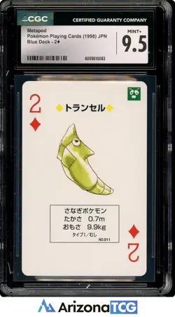 Pokemon 1998 Metapod #011 2 of Diamonds Playing Cards Blue Deck Japanese CGC 9.5 - Image 1