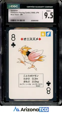 Pokemon 1998 Spearow 8 Of Clubs Pokemon Playing Cards Blue Deck Japanese CGC 9.5 - Image 1