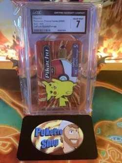 2000 Pokemon Bell Phone Card Pikachu #25 - CGC 7 Near Mint POP 2 - Image 1