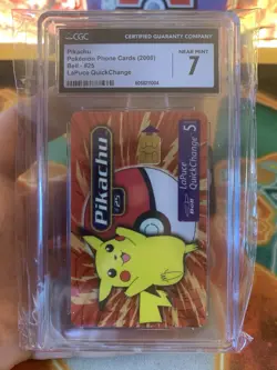 2000 Pokemon Bell Phone Card Pikachu #25 - CGC 7 Near Mint POP 2 - Image 2
