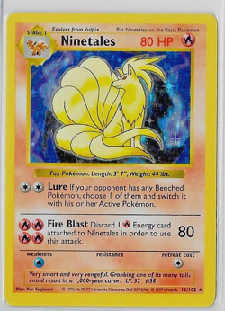 Ninetales 12/102 Holo Rare Base Set (Shadowless) Pokemon Card - Image 1