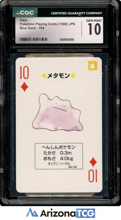 Pokemon 1998 Ditto No.132 10 Diamonds Playing Cards Blue Deck Japanese CGC 10 - Image 1