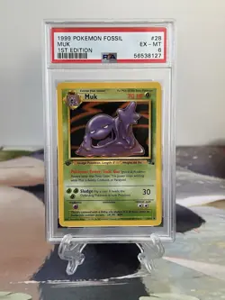 Pokemon Card 1st Edition Muk - Fossil Set No. 28/62 - PSA 6 EX-MT - Non Holo - Image 1