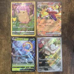 Lot Of 4 Full Art, EX, V Pokemon Cards | Pikachu, Nacli, Skeledirge, Dhelmise - Image 1