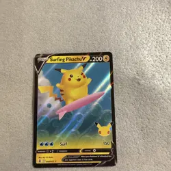 Pokemon Surfing Pikachu v Celebrations Card 008/025 NM+ Condition - Image 1