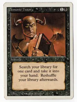 Demonic Tutor • Revised Edition • HP Heavy Play • MtG Magic Gathering - Image 1
