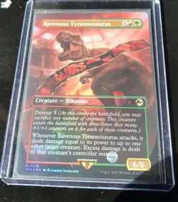 NM FOIL Borderless Ravenous Tyrannosaurus #0018 REX Jurassic World - Image 1