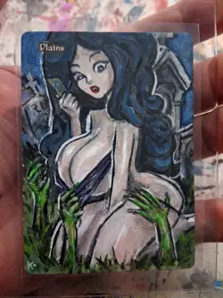 Altered MTG Hand Painted Plains Anime OOAK ×Dearly Discarded Graveyard Girl × - Image 2