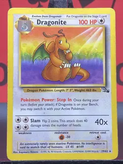 Dragonite 19/62 Fossil Regular Rare 1999 WOTC Pokemon TCG Vintage HP - Image 3