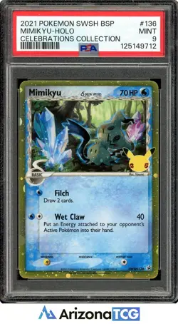 Pokemon 2021 Mimikyu SWSH136 25th Pikachu Stamp Celebrations Collection PSA 9 - Image 1