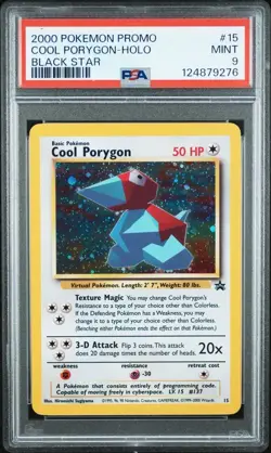 2000 Pokemon Black Star Promo COOL PORYGON #15 HOLO PSA 9 - Image 1