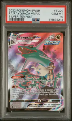 2022 POKEMON SWORD & SHIELD SILVER TEMPEST #TG20 FULL ART/RAYQUAZA VMAX PSA 10 - Image 1