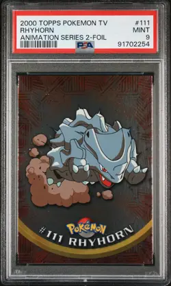2000 Topps #111 Rhyhorn Holo Foil Pokemon T.V. Animated Series 2 PSA 9 MINT - Image 1