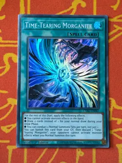 YUGIOH TIME-TEARING MORGANITE SUPER RARE 1ST EDITION NM CYAC-EN067 - Image 1