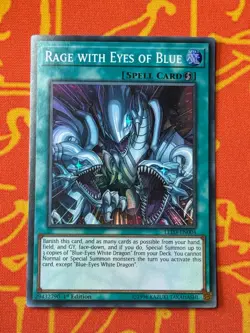YUGIOH RAGE WITH EYES OF BLUE SUPER RARE 1ST EDITION NM LED3-EN004 - Image 1