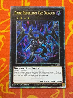 YUGIOH DARK REBELLION XYZ DRAGON QUARTER CENTURY SECRET RARE NM RA04-EN237 - Image 1
