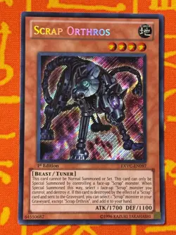 YUGIOH SCRAP ORTHROS SECRET RARE 1ST NM EXVC-EN097 - Image 1