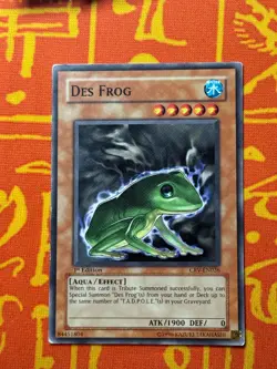 YUGIOH DES FROG COMMON 1ST EDITION LIGHT PLAY CRV-EN026 - Image 1