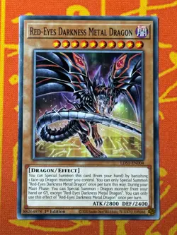 YUGIOH RED-EYES DARKNESS METAL DRAGON COMMON 1ST NM LDS1-EN004 ALT ART - Image 1