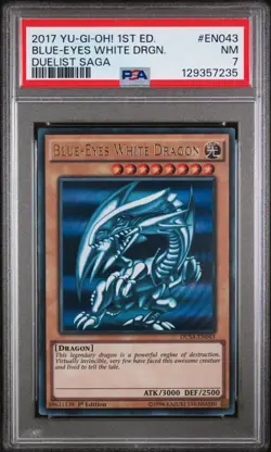 YU-GI-OH! BLUE-EYES WHITE DRAGON - EN043 - 1st ED - PSA 7 - DUELIST SAGA 2017 - Image 1