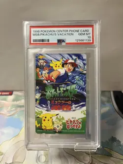 Mewtwo Strikes Back/Pikachu’s Vacation Pokemon Center Phone Card 1998 - PSA 10 - Image 1