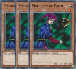 Yugioh - Magician of Faith x 3 - 1st Edition NM - Plus Free Holographic Card - Image 1