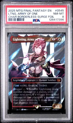 2025 MTG FINAL FANTASY #0545 LIGHTNING, ARMY OF ONE PSA 8 - Image 1