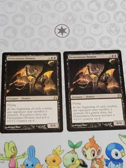 C3362 MAGIC MTG RETURN TO RAVNICA DESECRATION DEMON 2X #63 MP RARE - Image 1