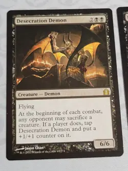 C3362 MAGIC MTG RETURN TO RAVNICA DESECRATION DEMON 2X #63 MP RARE - Image 2