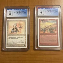 Graded Magic The Gathering Card Lot Bundle: Alert Shu Infantry & Sandstorm 9 & 8 - Image 1