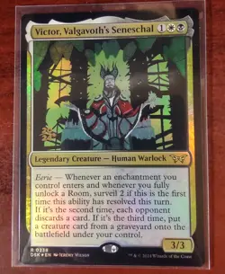 FOIL Prerelease VICTOR, VALGAVOTH'S SENESCHAL mtg NM Duskmourn Rare PROMO - Image 1