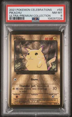 2021 POKEMON CELEBRATIONS ULTRA-PREMIUM COLLECTION #58 PIKACHU PSA 8 - Image 1