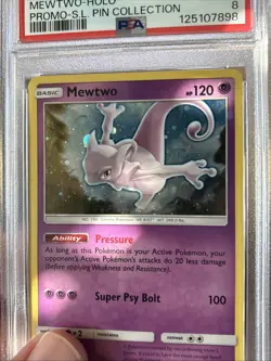 2017 Pokemon Mewtwo Holo Pin Collection Black Star Promo SM77 PSA 9 - Image 3