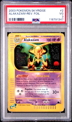 PSA 3 2003 Skyridge Alakazam Reverse Holo Foil 2/144 WOTC E-Reader Pokemon - Image 1