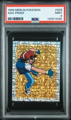 1999 MERLIN POKEMON #S26 ASH-PRISM PSA 9 - Image 1